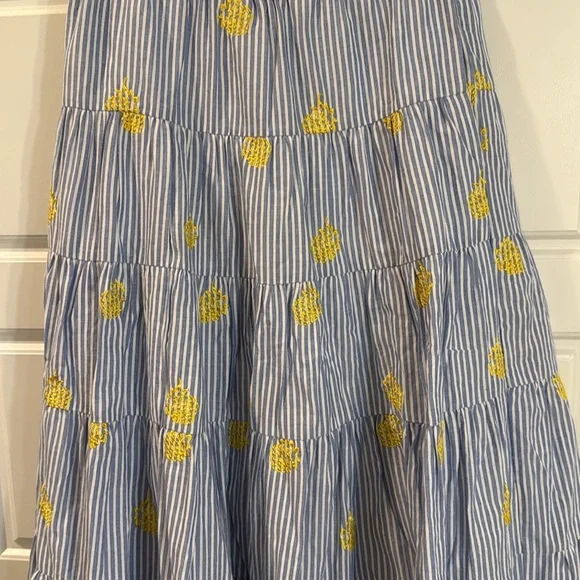 J Crew Women’s Embroidered Pineapple Pinstripe Layered Maxi Skirt Size Small - Picture 3 of 6